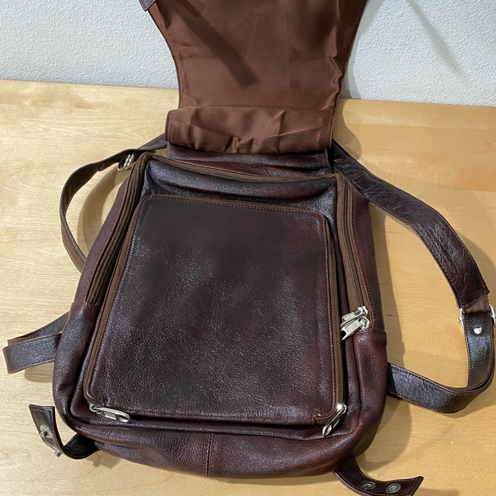 Faux Leather Travel Backpack Brown - Picture 4 of 13